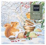 Изображение товара Салфетки бумажные Actuel Белочка 3 слоя 33х33 см, 20 л