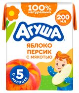 Изображение товара Сок «Агуша» яблоко и персик с мякотью с 5 мес., 200 мл