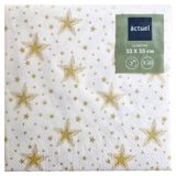 Изображение товара Салфетки бумажные Actuel Золотые звезды на белом 3 слоя 33х33 см, 20 л