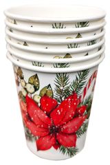 Изображение товара Стаканы бумажные одноразовые Вокруг света Actuel Пуансеттия, 250 мл х 6 шт