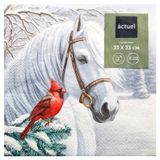 Изображение товара Салфетки бумажные Actuel Белый конь 3 слоя 33х33 см, 20 л