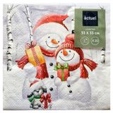 Изображение товара Салфетки бумажные Actuel Семья снеговиков 3 слоя 33х33 см, 20 л