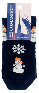 Изображение товара Носки мужские новогодние Comandor Снеговик темно-синие, р. 27