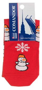Изображение товара Носки мужские новогодние Comandor Снеговик красные, р. 25