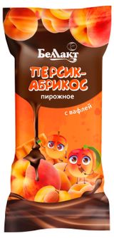Изображение товара Пирожное с творогом «Беллакт» с вафлей с начинкой персик абрикос в глазури 23% БЗМЖ Беларусь охлажденное, 50 г