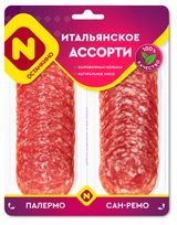 Изображение товара Набор Колбаса сыровяленая «Останкино» Итальянское ассорти Палермо и Сан-Ремо нарезка, 90 г