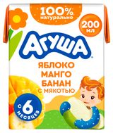 Изображение товара Сок детский «Агуша» Яблоко-Манго-Банан с мякотью с 6 мес., 200 мл