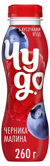 Изображение товара Йогурт питьевой «Чудо» Черника-Малина 1,9% БЗМЖ,  260 г
