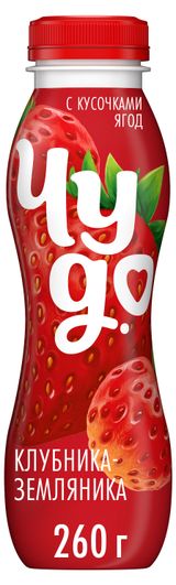 Изображение товара Йогурт питьевой «Чудо» Клубника-Земляника 1,9% БЗМЖ, 260 г