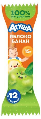 Изображение товара Батончик фруктовый «Агуша» Полезный перекус яблоко-банан с 12 мес., 15 г