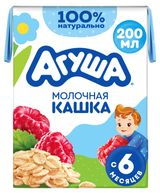 Изображение товара Каша молочная жидкая «Агуша» Вставай-ка овсяная с малиной с 6 мес., 200 мл