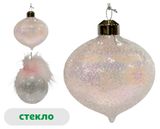 Изображение товара Елочный шар Розовый зефир С пером стекло 8 см, 1 шт в ассортименте