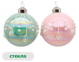 Изображение товара Елочный шар Розовый зефир С декором стекло 10 см, 1 шт в ассортименте