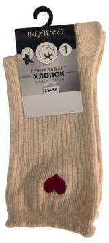 Изображение товара Носки женские InExtenso Сердечко высокие бежевые, р 35/38-39/42