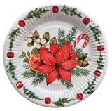 Изображение товара Тарелки бумажные одноразовые Actuel Вокруг света Пуансеттия 18 см, 6 шт