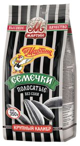 Изображение товара Семечки подсолнечника «Мартин» обжаренные премиум Полосатые без соли, 350 г
