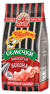 Изображение товара Семечки подсолнечника «Мартин» обжаренные премиум Полосатые со вкусом бекона, 150 г