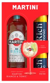 Изображение товара Вермут Martini Bianco Италия, 1 л + 2 банки тоник Rich 0,33 л