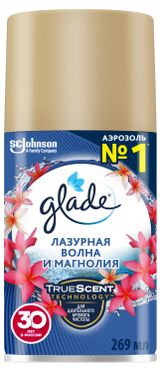 Изображение товара Освежитель воздуха Glade Automatic Лазурная волна и магнолия сменный аэрозольный баллон, 269 мл