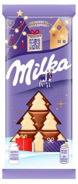 Изображение товара Шоколад молочный с белым Milka в виде ёлочек, 73 г