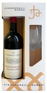 Изображение товара Вино Kindzmarauli Maran красное полусладкое Грузия, 0,75 л + бокал 270 мл