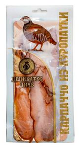 Изображение товара Карпаччо из куропатки сырокопченое «Деликатес Дичь» филе нарезка охлажденное, 100 г