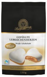 Изображение товара Пряники Lambertz Сердечки с абрикосовой начинкой в белом шоколаде, 150 г