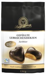 Изображение товара Пряники Lambertz Сердечки с абрикосовой начинкой в темном шоколаде, 150 г