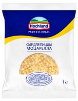 Изображение товара Сыр полутвердый Моцарелла Hochland Professional для пиццы в кубиках в пакете 40% БЗМЖ, 1 кг
