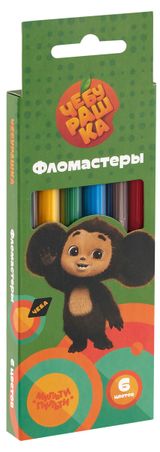 Изображение товара Фломастеры «Мульти-пульти» Чебурашка смываемые, 6 цветов