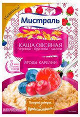 Изображение товара Каша овсяная «Мистраль» Ягоды Карелии черника брусника малина, 40 г