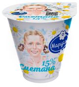 Изображение товара Сметана «Маруся» 15% БЗМЖ, 300 г