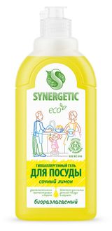 Изображение товара Гель для мытья посуды Synergetic Лимон, 500 мл