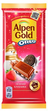 Изображение товара Шоколад молочный Alpen Gold Oreo Нежная клубника, 85 г