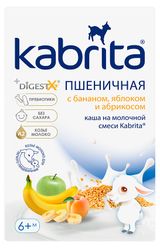 Изображение товара Каша сухая пшеничная Kabrita на молочной смеси банан-яблоко-абрикос без сахара с 6 мес., 180 г