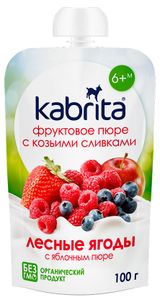 Изображение товара Пюре фруктовое Kabrita с козьими сливками Лесные ягоды Яблоко с 6 мес., 100 г