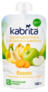 Изображение товара Пюре фруктовое Kabrita с козьими сливками Банан Печенье Яблоко с 8 мес., 100 г