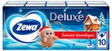 Изображение товара Платочки бумажные носовые Zewa Deluxe 3 слоя, 10 х 10 шт