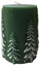 Изображение товара Свеча Actuel с декором елки зеленая, h 10,5 см