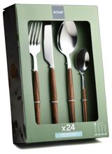 Изображение товара Набор столовых приборов Actuel Wood нержавеющая сталь с ручками под дерево, 24 предмета