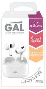 Изображение товара Наушники беспроводные Gal TW-9100 белые