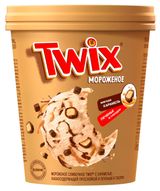 Изображение товара Мороженое сливочное TWIX с карамелью какаосодержащей прослойкой и печеньем в глазури 8% БЗМЖ 265 г