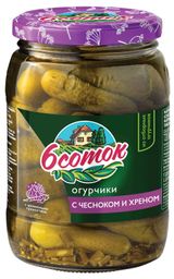 Изображение товара Огурцы «6 Соток» с чесноком и хреном, 720 мл