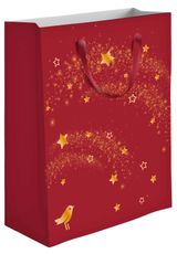Изображение товара Пакет подарочный АШАН Красная птица красный, 14х11 см
