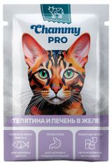Изображение товара Влажный корм для кошек Chammy PRO телятина и печень в желе, 85 г