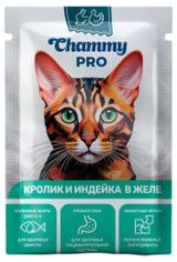 Изображение товара Влажный корм для кошек Chammy PRO кролик и индейка в желе, 85 г
