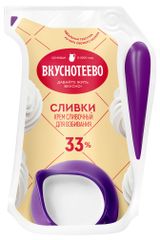 Изображение товара Сливки для взбивания «Вкуснотеево» Крем сливочный ультрапастеризованный кувшин 33%, 250 г