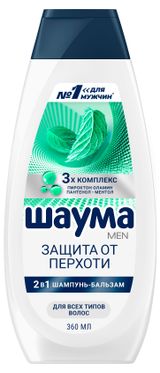 Изображение товара Шампунь-бальзам для волос мужской «Шаума» защита от перхоти, 360 мл