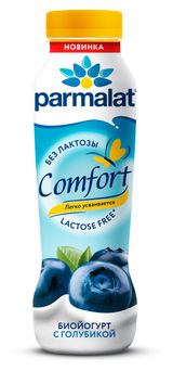 Изображение товара Йогурт питьевой Parmalat Comfort с голубикой безлактозный 1,5% БЗМЖ, 290 г