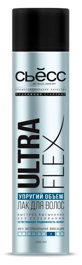 Изображение товара Лак для укладки волос «Сьёсс» Ultra Flex упругий объём экстрасильная фиксация 4, 400 мл